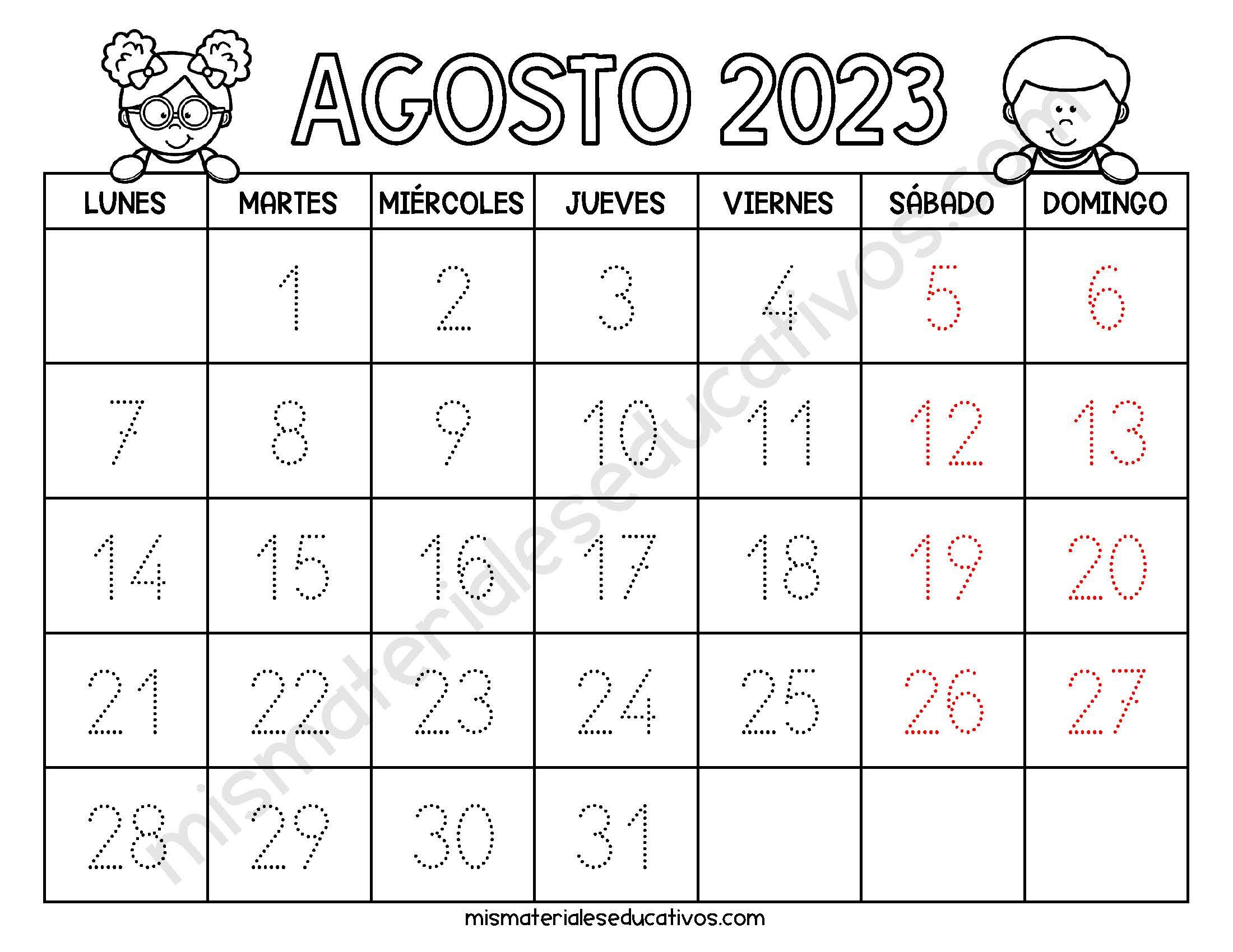 Mis Materiales Educativos Calendario Para Imprimir Para Niños 2022